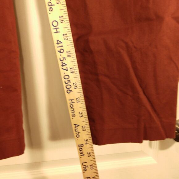 Eddie Bauer dress pants womens 14 36x24 burgundy red flat front stretch crop - Picture 5 of 9